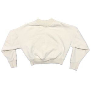 Aritzia Wilfred Free Crewneck Oversized Cropped Sweatshirt in Cream Size XXS